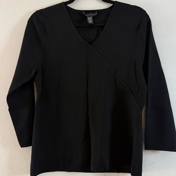 Cable & Gauge Black Wrap Blouse V-Neck 3/4 Sleeve Top - Size XL - Picture 2 of 6